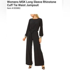 MSK Black Jumpsuit with Embellished Cuffs NWT